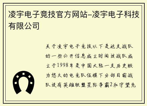 凌宇电子竞技官方网站-凌宇电子科技有限公司